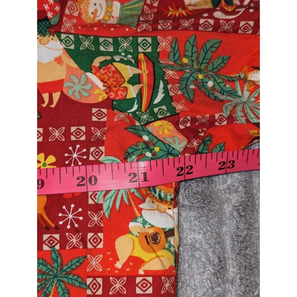 RJC Hawaiian Christmas Shirt Santa Surfing Aloha Holiday Party Red L Made in USA